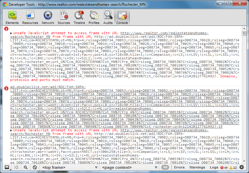 Script Errors and Warning from Realtor.com